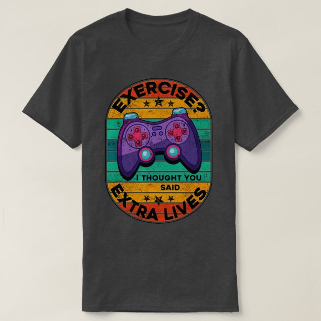 Camiseta Engraçado Vivo Extra Controlador de Vídeo de Jogo  (Frente do Design)