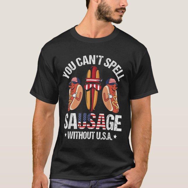 Camiseta Engraçado você não conseguir soletrar salsicha sem (Frente)