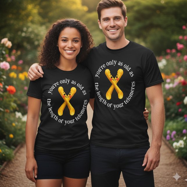 Camiseta Engraçado Você só tem a idade do comprimento de .. (Funny You're Only as Old as the Length of Your Telomeres Shirt Cover Photo 1)
