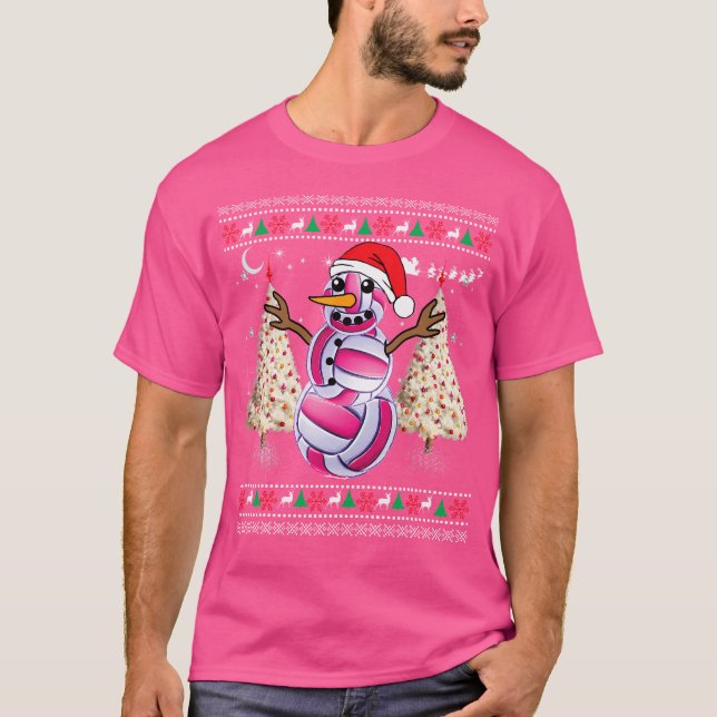Camiseta Engraçado Voleibol de Natal (Frente)