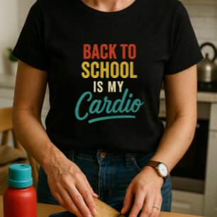 Camiseta Engraçado voltar à escola é meu pai de Cardio