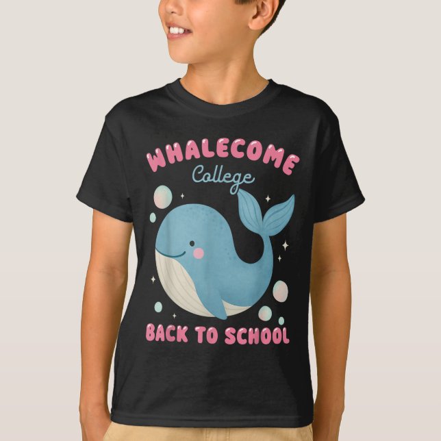 Camiseta Engraçado Voltar ao Ensino do Oceano Colégio (Frente)