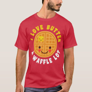 Camiseta Engraçado Waffle Breakfast Manteiga Comida Pun Cut