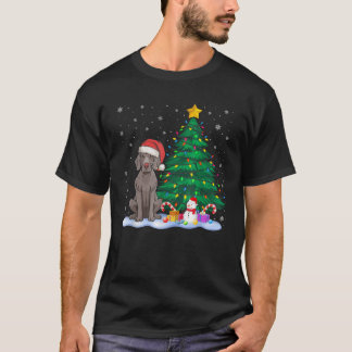 Camiseta Engraçado Weimaraner Cachorro Xmas A Árvore Luz Re