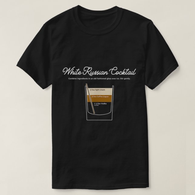 Camiseta Engraçado White Cocktail Russo Bebida Graph T-Shir (Frente do Design)