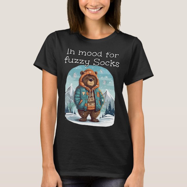 Camiseta Engraçado Winter Bear ama Meias felpudos (Frente)