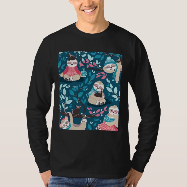 Camiseta Engraçado Winter Sloth (Frente)