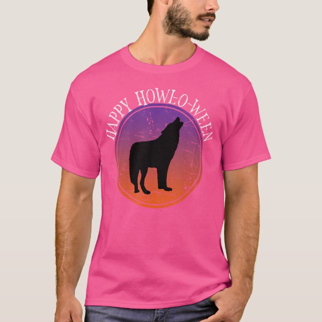 Camiseta Engraçado Wolf Howl Halloween Pun Feliz Howl-O-Wee (Frente)