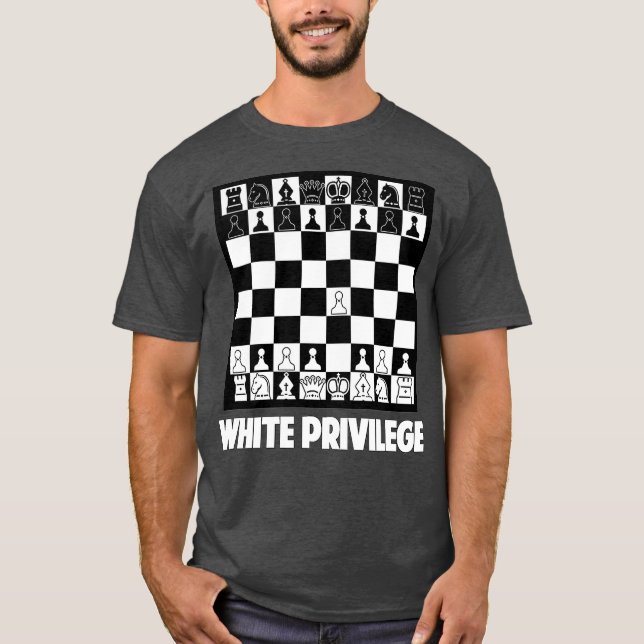 Camiseta Engraçado Xadrez de Privilégios Brancos (Frente)