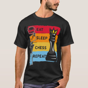 Camiseta Engraçado Xadrez Rei Comeu Xadrez do Sono Repito
