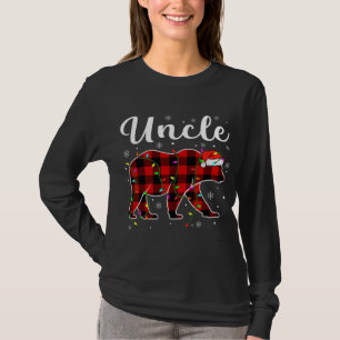 Camiseta Engraçado Xadrez Vermelha Luzes de Natal Tio Urso 