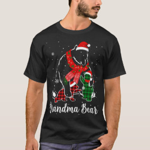 Camiseta Engraçado Xadrez Vermelha Verde Vovó Urso Correspo