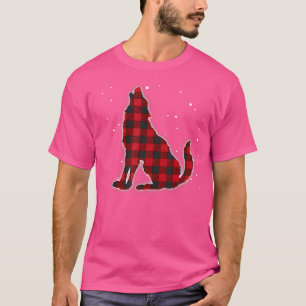 Camiseta Engraçado Xadrez Vermelha Wolf Howling Matching Bu