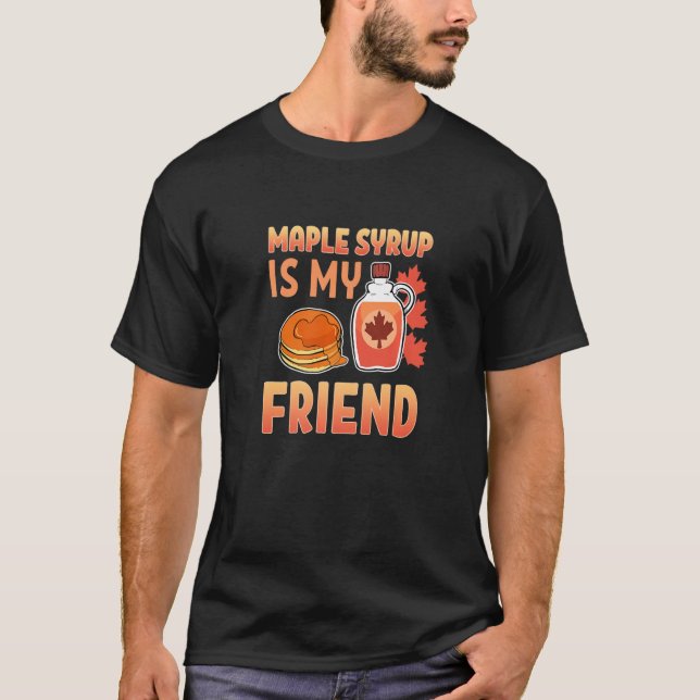 Camiseta Engraçado Xarope De Maple É Meu Amigo Farmeiro Gel (Frente)