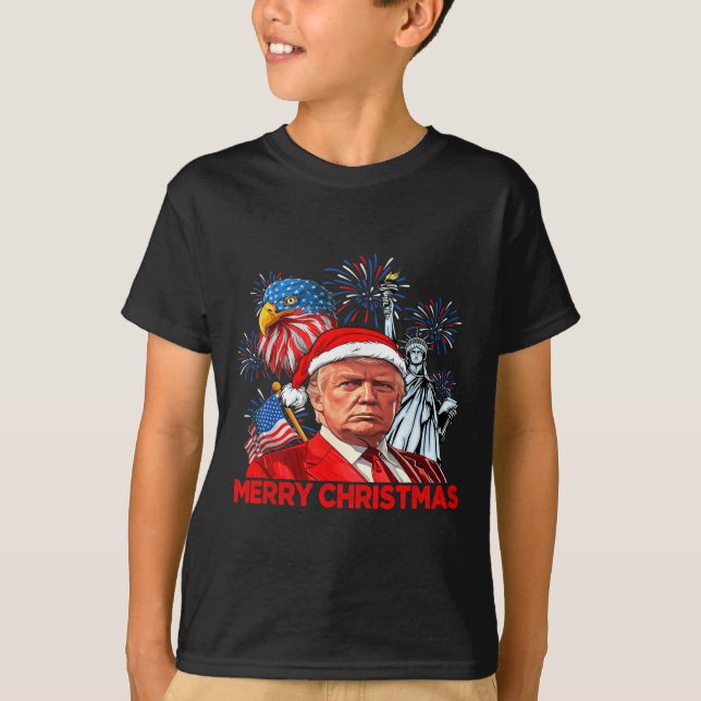 Camiseta Engraçado Xmas Donald Trump Feliz Natal Engraçado  (Frente)