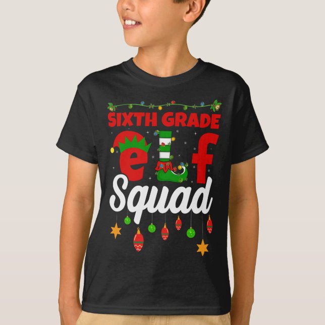 Camiseta Engraçado Xmas Iluminação de Natal - 6 Grau Elf Sq (Frente)