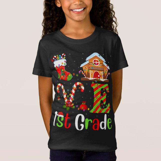 Camiseta Engraçado Xmas Lighting Love 1rua Teacher Christm (Frente)