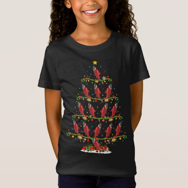 Camiseta Engraçado Xmas Lighting Papais noeis Red Salmon Fi (Frente)