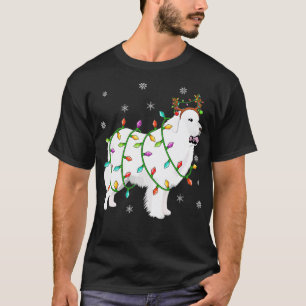Camiseta Engraçado Xmas Lighting Reindeer Hheed Pirenéus 