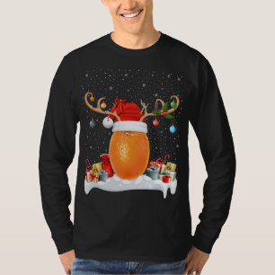 Camiseta Engraçado Xmas Lighting Reindeer Santa Hat Orange