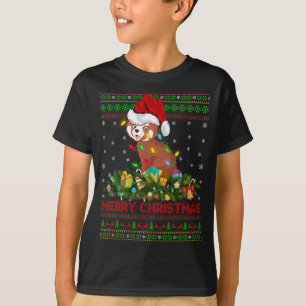 Camiseta Engraçado Xmas Lighting Tree Papais noeis Ugly Red