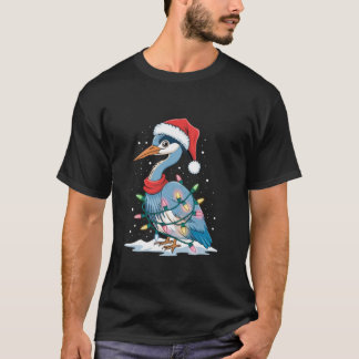 Camiseta Engraçado Xmas Matando Santa Hat Heron Árvore de N