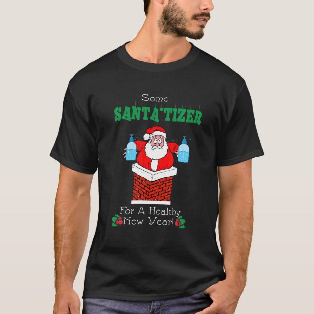 Camiseta Engraçado Xmas Pun Sayings Santa Claus Germ Free C (Frente)