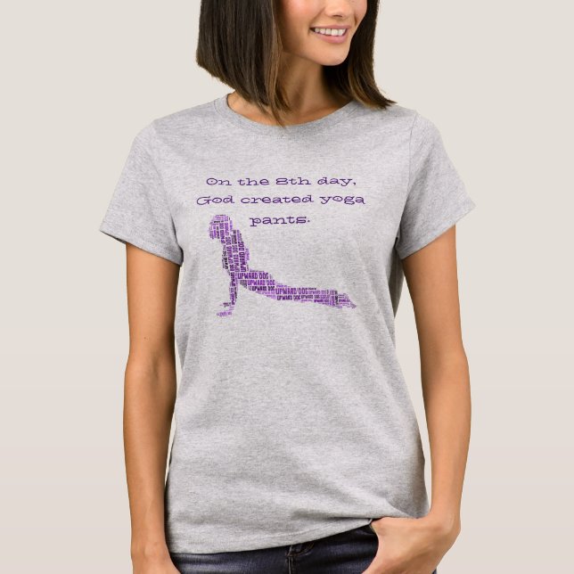 Camiseta Engraçado Yoga Pants Cite Em Roxo (Frente)