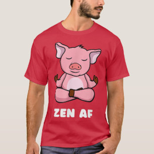Camiseta Engraçado Yoga Pig Zen AF Meditando Calma Anim Rel