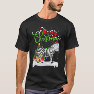 Camiseta Engraçado Zebra Amante de os animais Xmas Ilumina