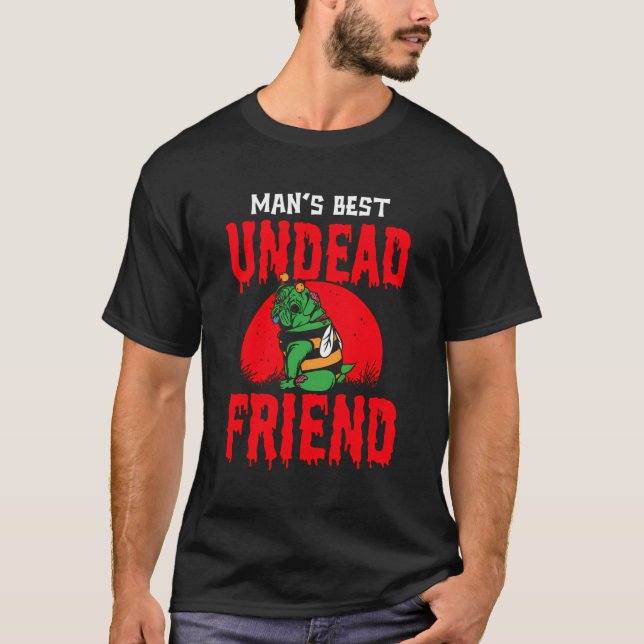 Camiseta Engraçado Zombie Cachorro Caçador Cérebro Cérebro  (Frente)