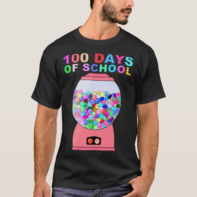 Camiseta engraçados 100 dias de máquina de gumball escolar  (Frente)