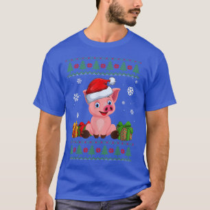 Camiseta Engraçados amantes de Porcos Cachorros Santa Hat F