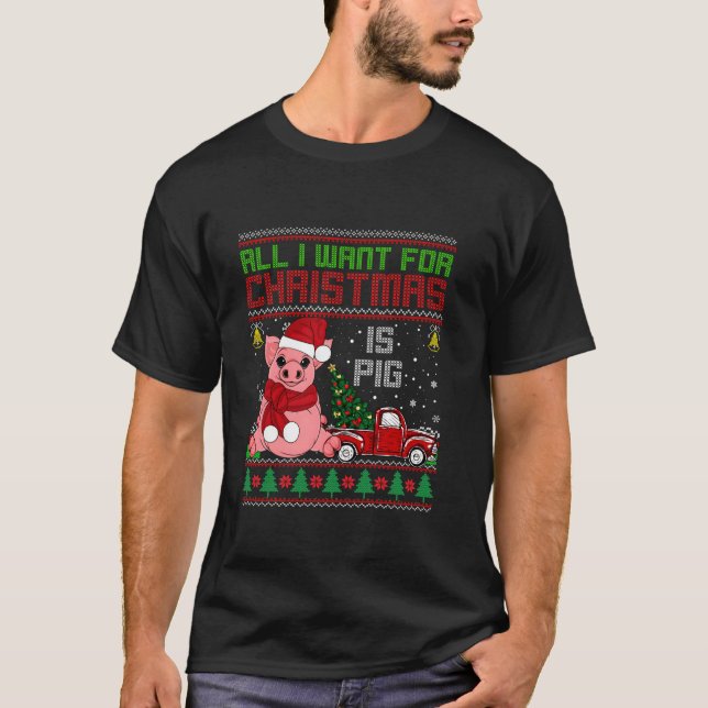 Camiseta Engraçados amantes de Porcos Cachorros Santa Hat F (Frente)