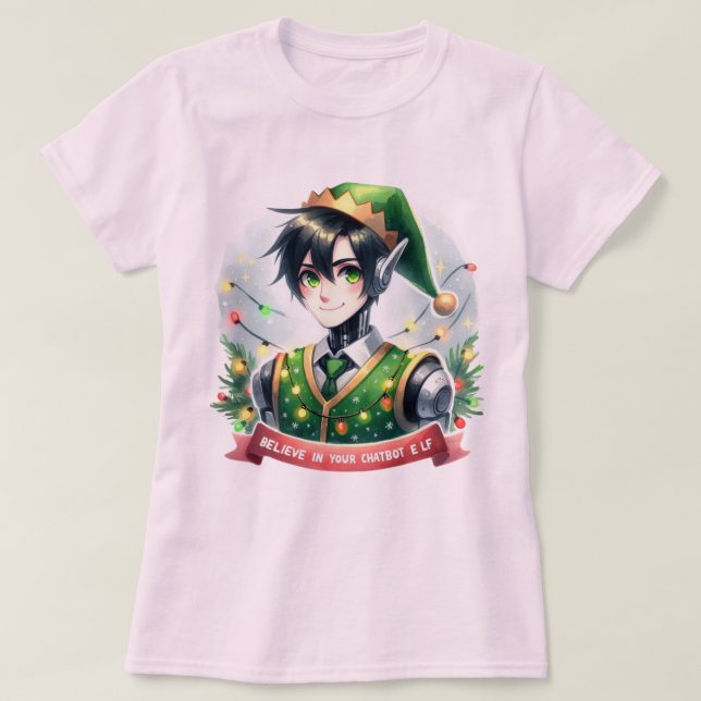 Camiseta 🤖 Engraçados Memórias Do Chatbot Do Xmas Acredita (Frente do Design)