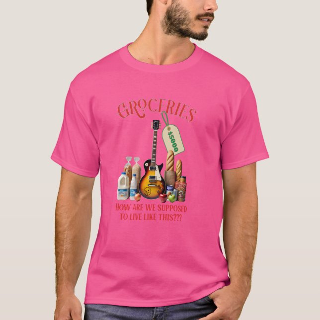 Camiseta Engraçados Tambores de Violão Comida Rock Blues Ba (Frente)