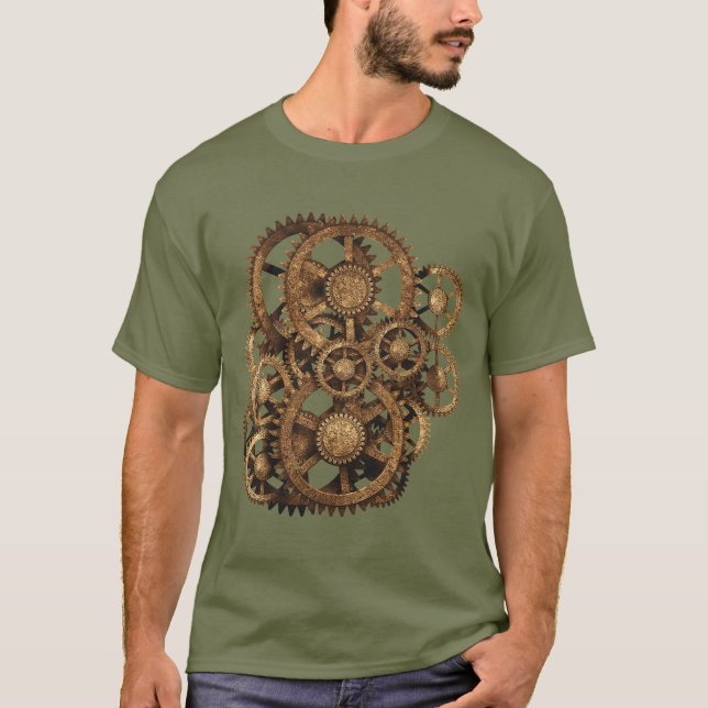 Camiseta Engrenagens em sua engrenagem! (Sepia) (Frente)
