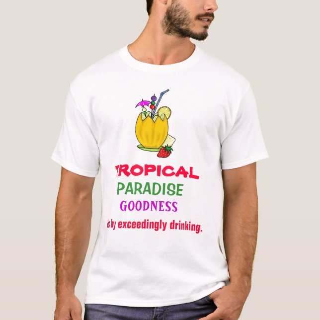 Camiseta ENGRISH: paraíso tropical = emborrachando-se! (Frente)