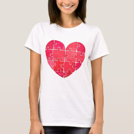 Camiseta Enigma do amor resolvido, coração de enigma vermel