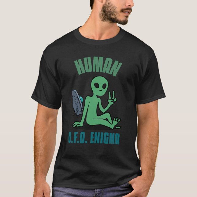 Camiseta Enigma OVNI Clássico (Frente)