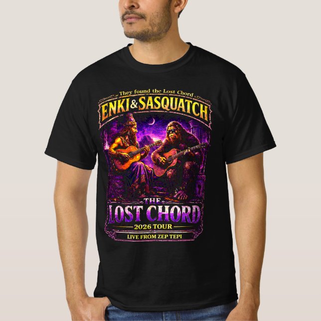 Camiseta Enki e Sasquatch a Turnê do Acorde Perdido (Frente)