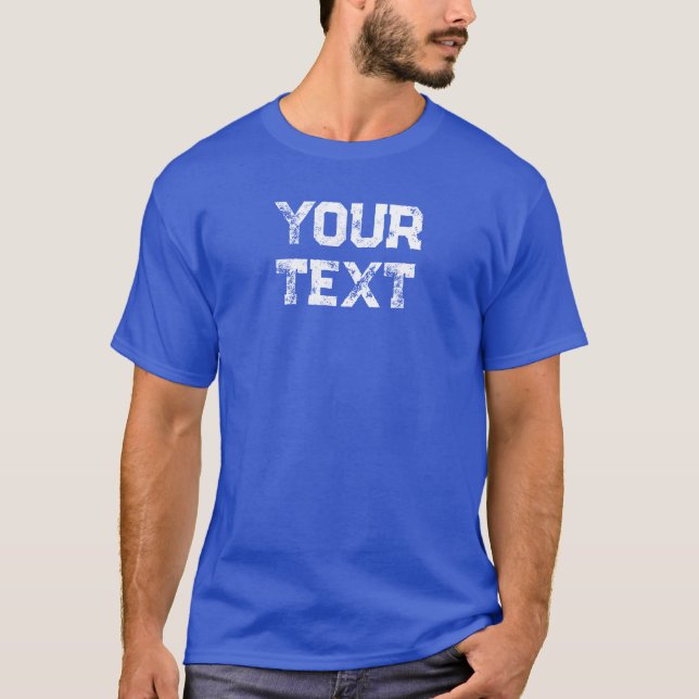 Camiseta Enorme Real Blue Personalizado Mens de Texto Disti (Frente)