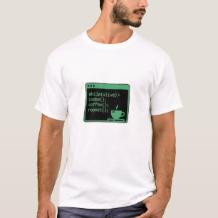 Camiseta Enquanto Código de Café Vivo Repita Programador Di