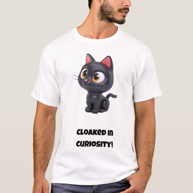 Camiseta Enrolado na curiosidade! Gato Engraçado (Frente)