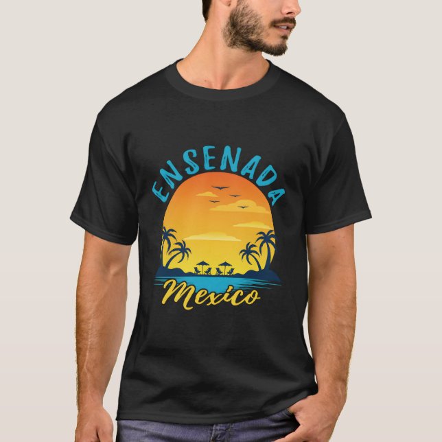 Camiseta Ensenada Mexico Palm Trees Orange (Frente)