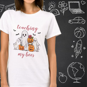 Camiseta Ensinando Meus Fantasmas Professor de Halloween Ro