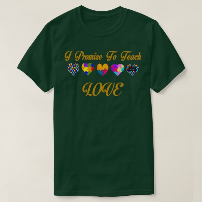 Camiseta Ensinar Amor aos Professores Para Igualdade Autism (Frente do Design)