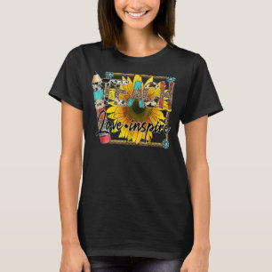 Camiseta Ensinar Amor Inspira Espingarda Sunflower Cowhow L