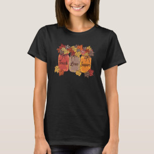 Camiseta Ensinar Amor Inspira Flores Folha Queda Ação de Gr