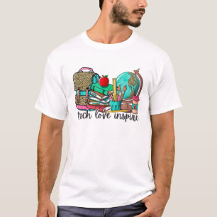 Camiseta Ensinar Amor Inspira Professora De Impressão Leopa